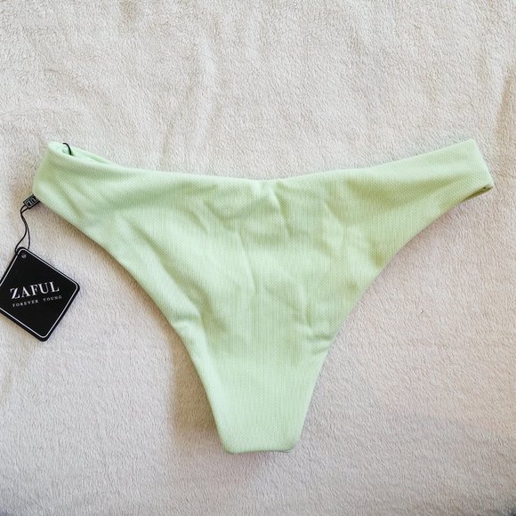 NWT ZAFUL Criss Cross Textured Padded Bikini Mint - Picture 7 of 11